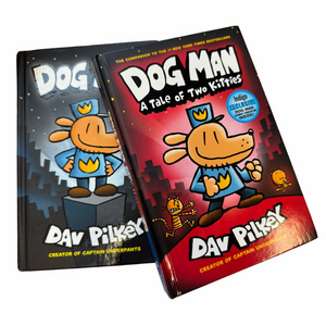 Dog Man: A Tale of Two Kitties by Dav Pilkey Red Black Hardcover Cover Set of 2